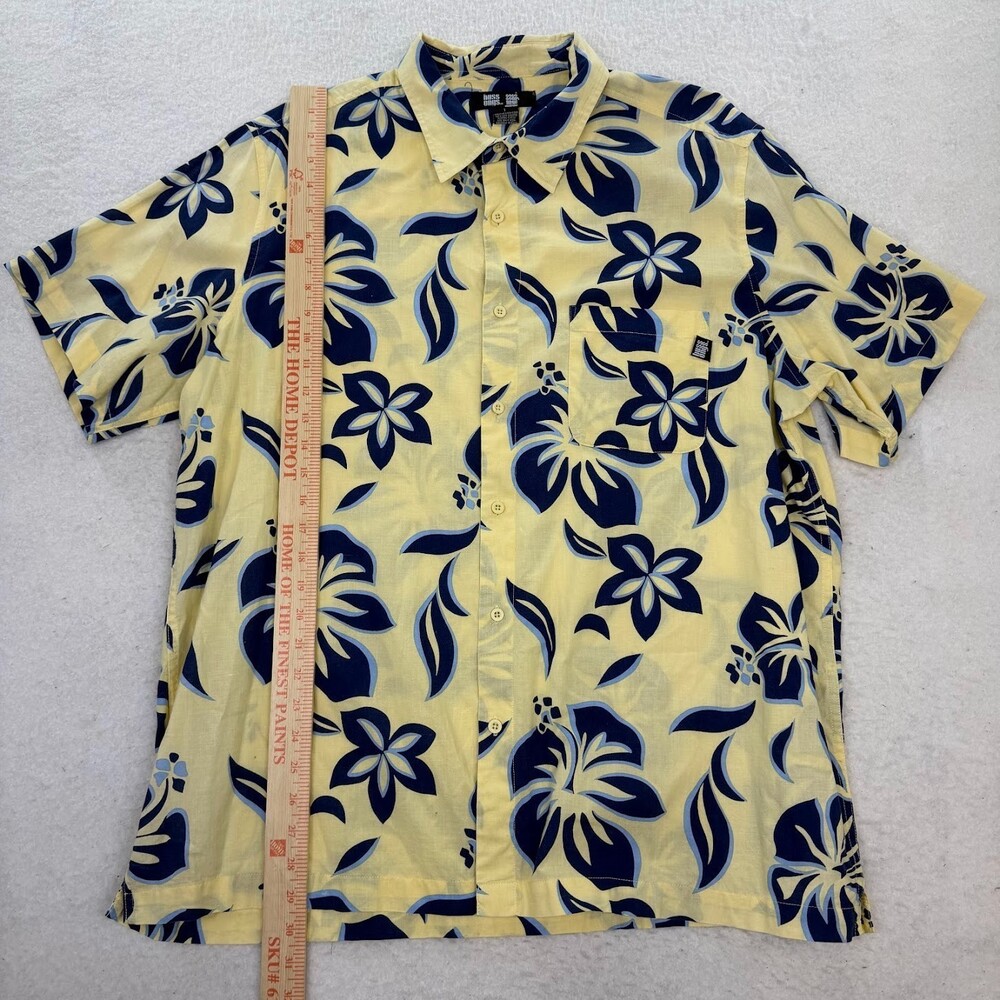 Hussong Men's Hawaiian Yellow Cotton Shirt Short Sleeve Button Down Size Large - Picture 4 of 5